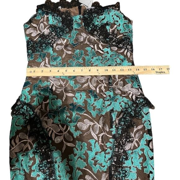 NWT Elliatt Quartz Dress Gown Peacock Black Teal Lace Brocade Embroidery Sm - Picture 15 of 16